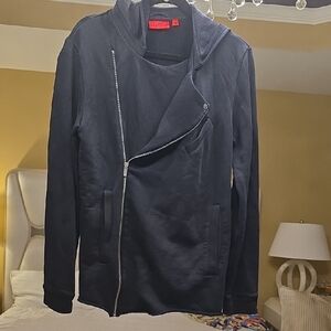 HUGO Navy Asymmetrical Zip Hoodie